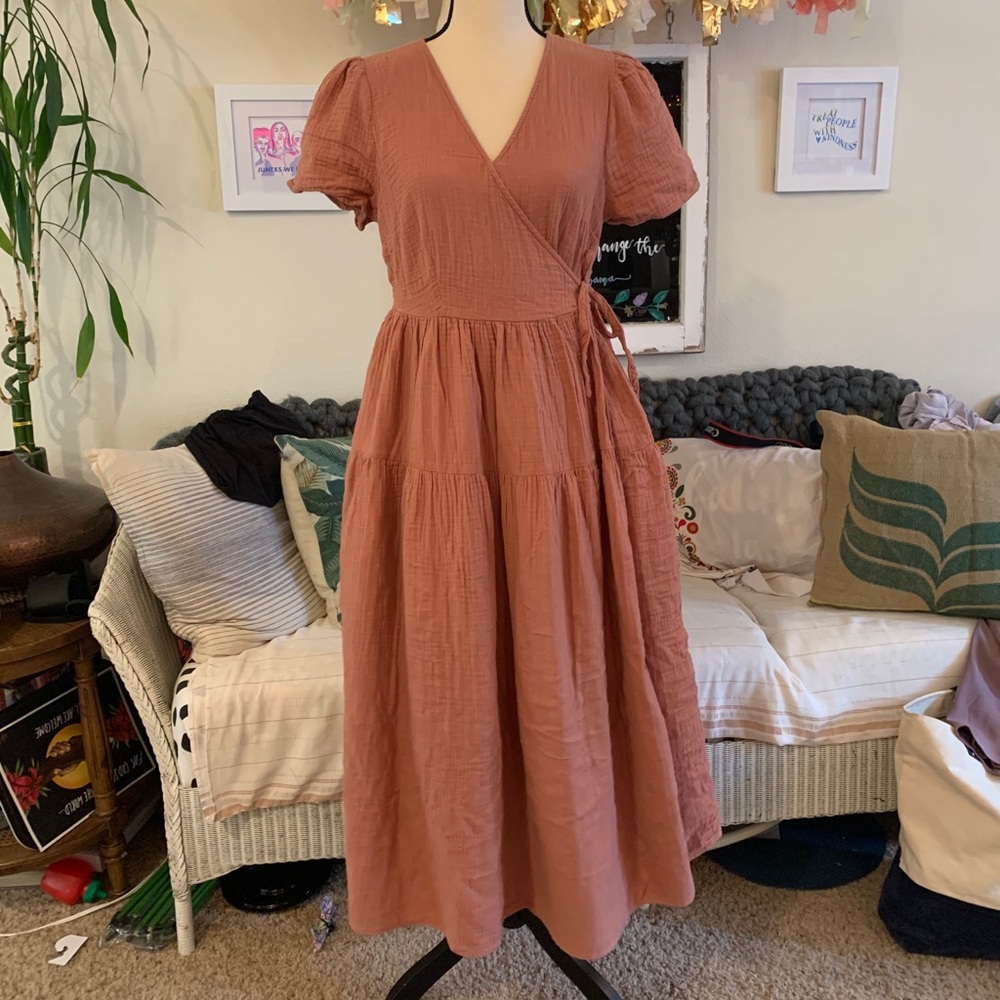 Tiered wrap midi dress